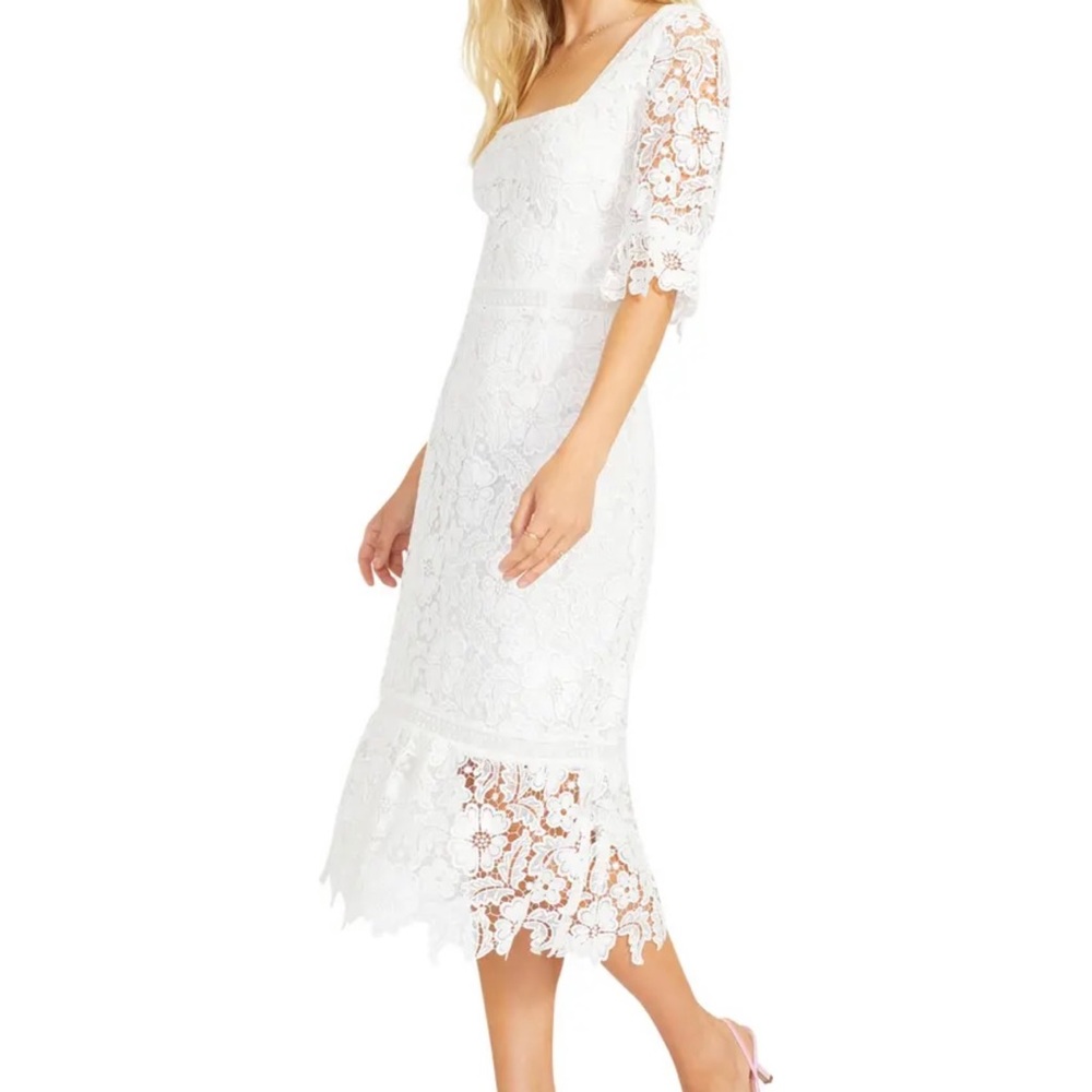 White Lace Midi Dress- BB Dakota Did It My Way- Size 8- Steve Madden